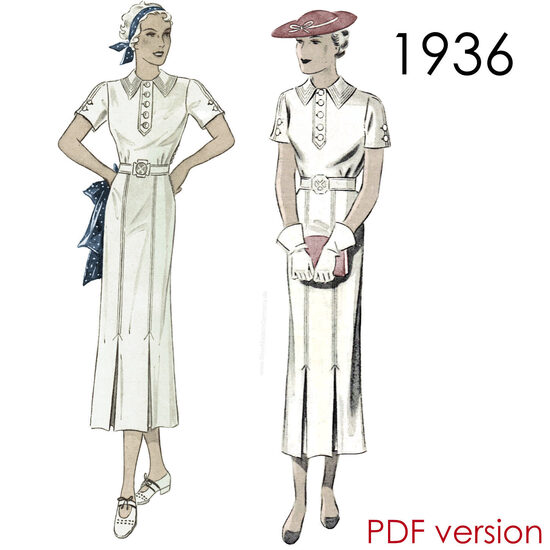 1936 Dress. Bust 102 cm (40"). PDF